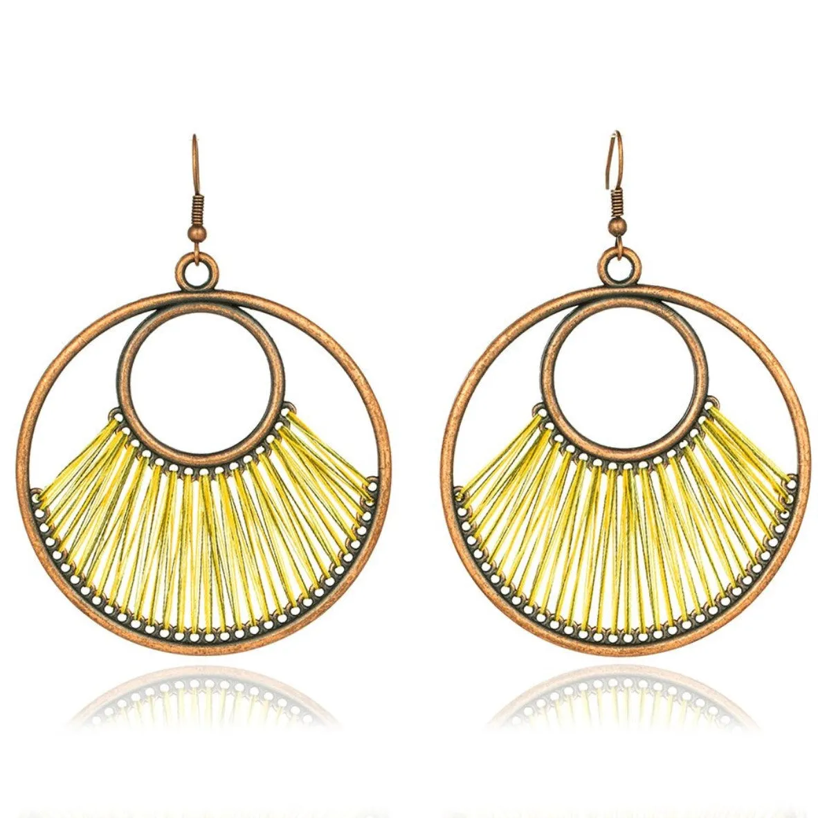 Vintage Round Dangle Boho Ethnic Drop Earrings