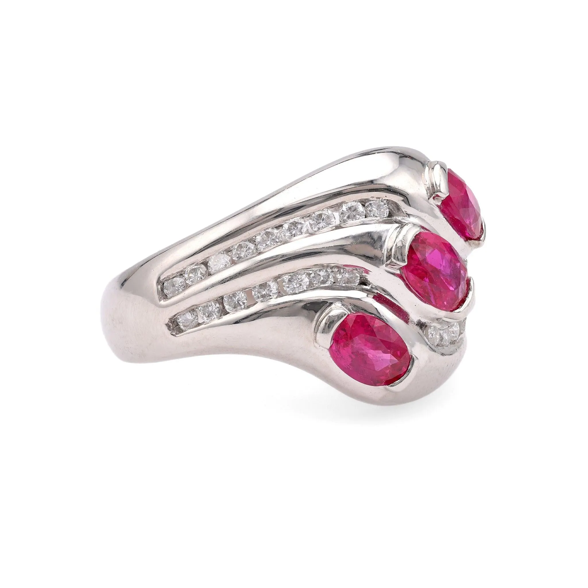 Vintage Ruby Diamond Platinum Ring
