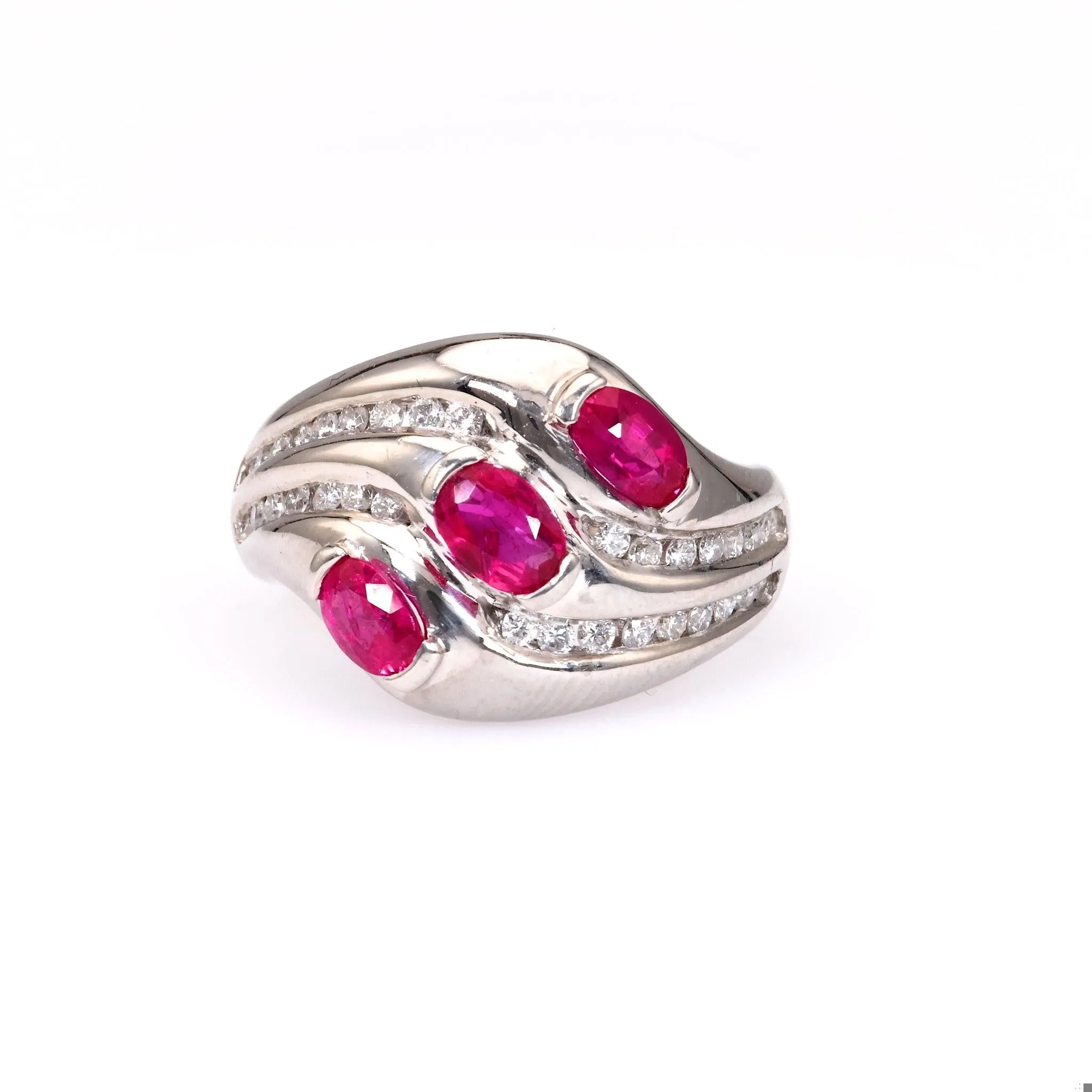 Vintage Ruby Diamond Platinum Ring