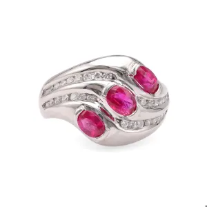 Vintage Ruby Diamond Platinum Ring