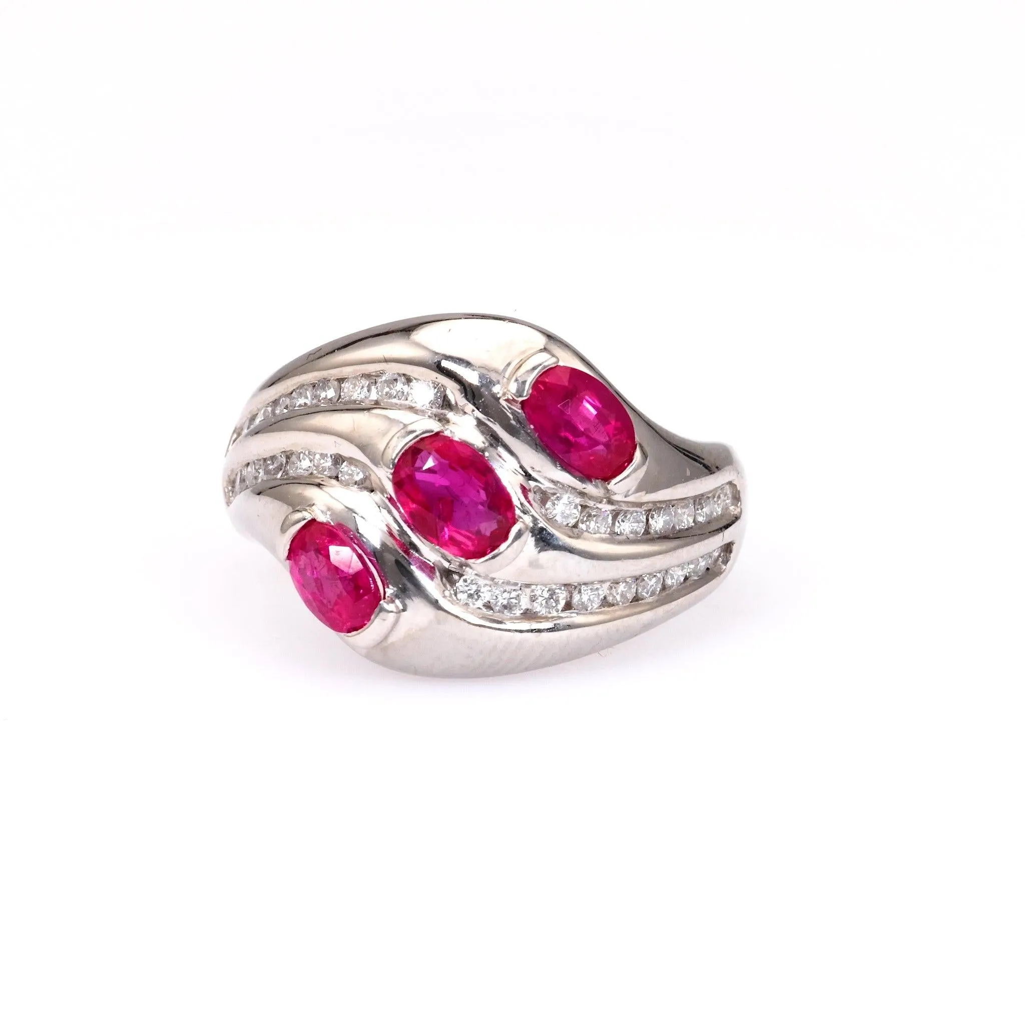 Vintage Ruby Diamond Platinum Ring