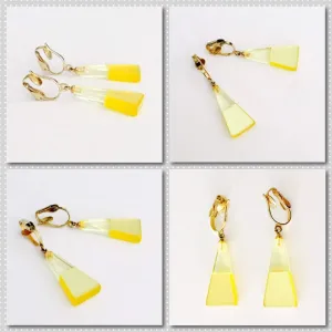 Vintage statement dangling Lucite clip on earrings