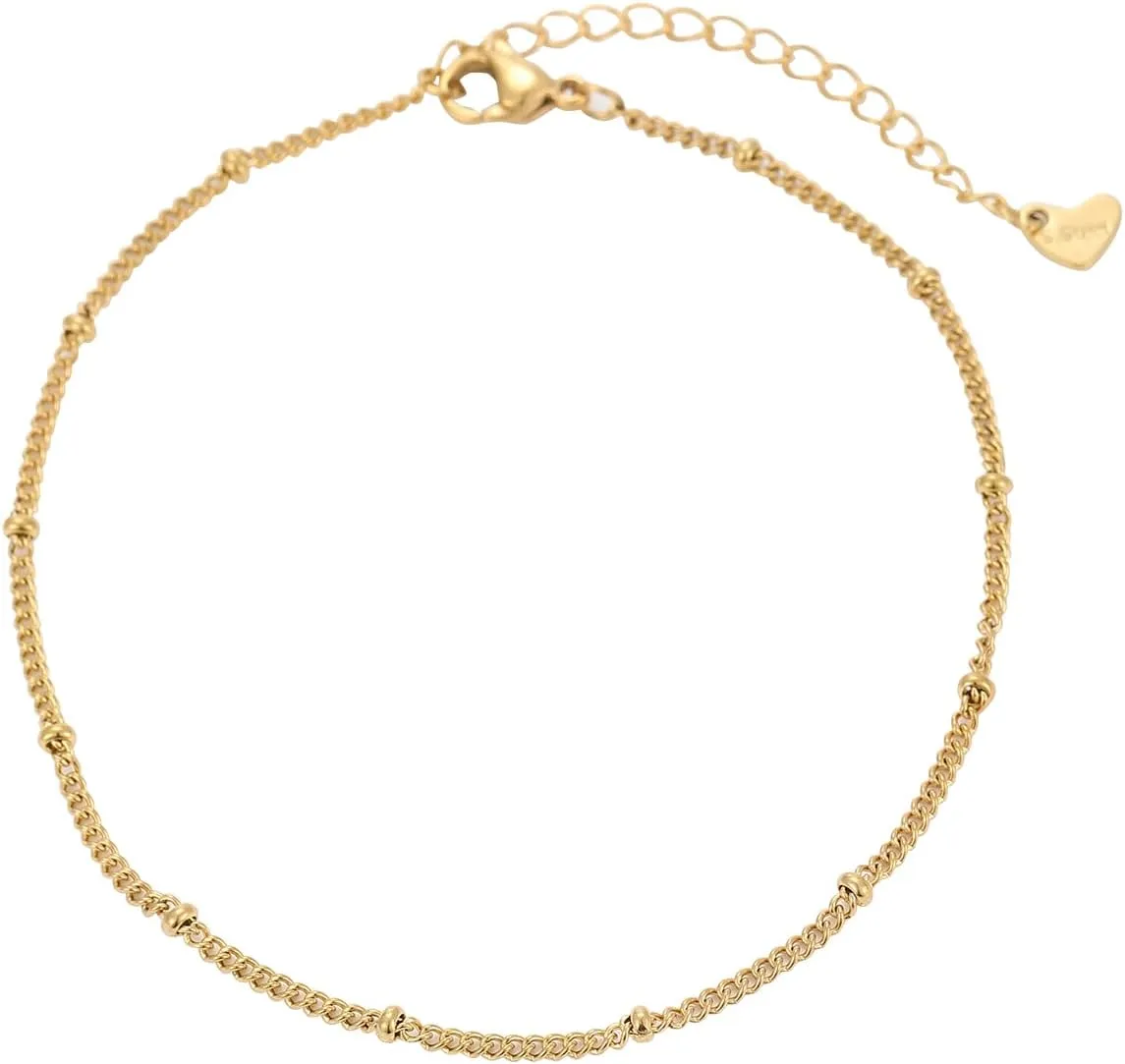 Waterproof Women's Gold Anklets, Women's Anklet, Adjustable Dainty Anklet, Summer Beach Jewelry, Bracelets, 8,5