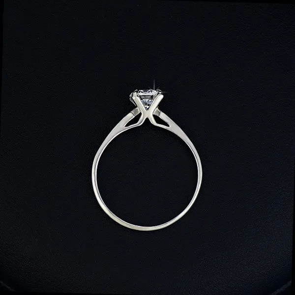 White Gold Plating Classic Uplifted 4 Prong Single Zirconia Anillos Mujer Wedding Ring for Women
