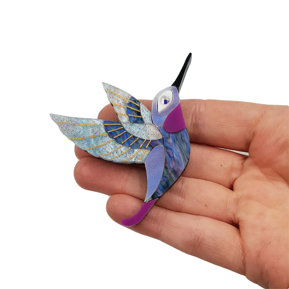 Winter Garden Hummingbird Brooch by Cherryloco Jewellery