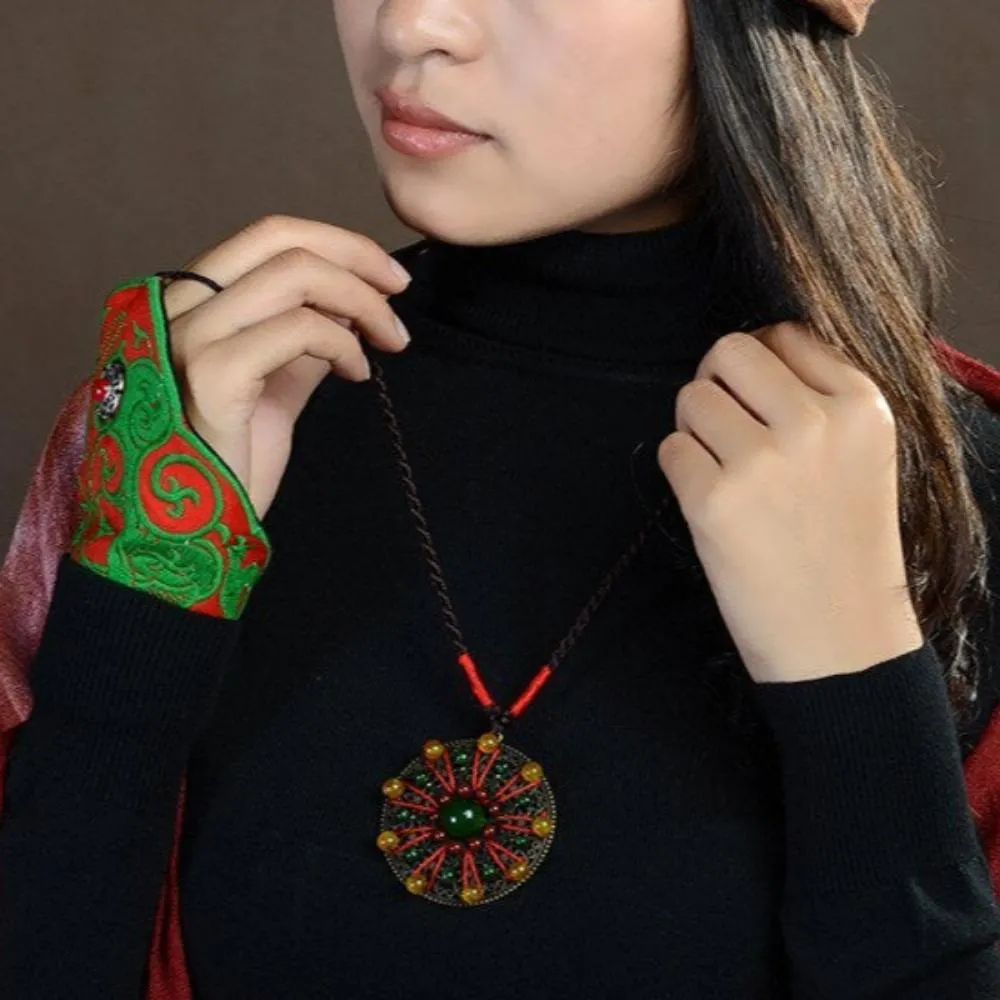 Yellow Agate Ethnic Style Sweater Chain Necklace