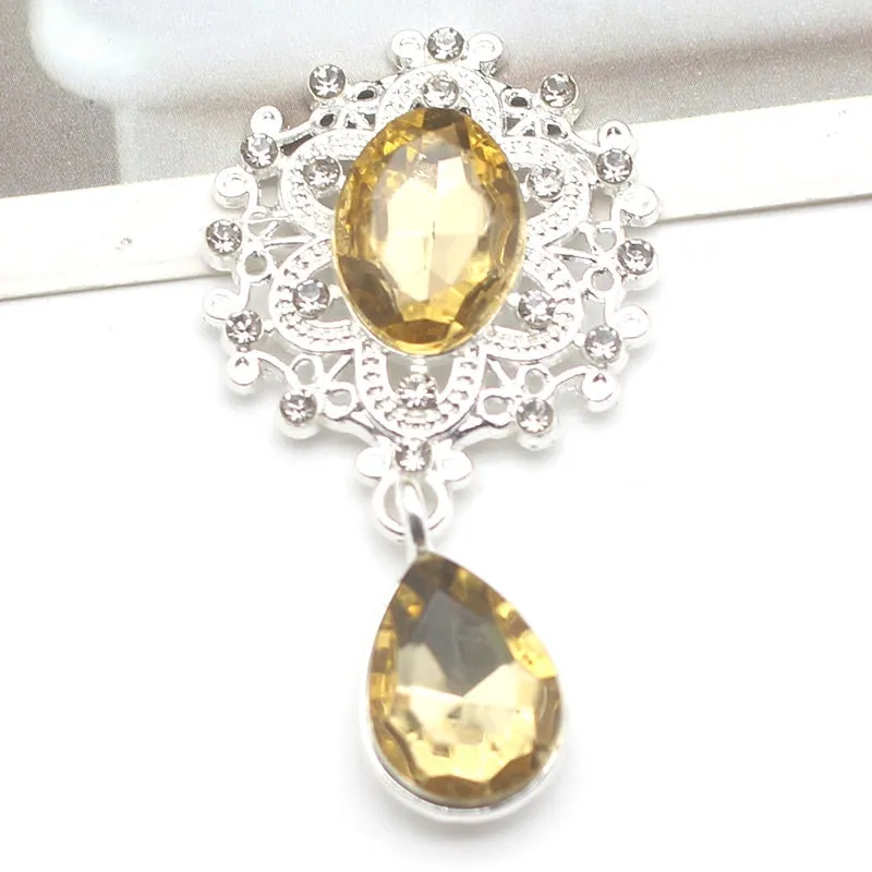 YWXINXI 10Pcs New Flatback Brooch Pendant 25*45mm Beautiful Alloy crystal Diy Jewelry Accessories craft production wholesale