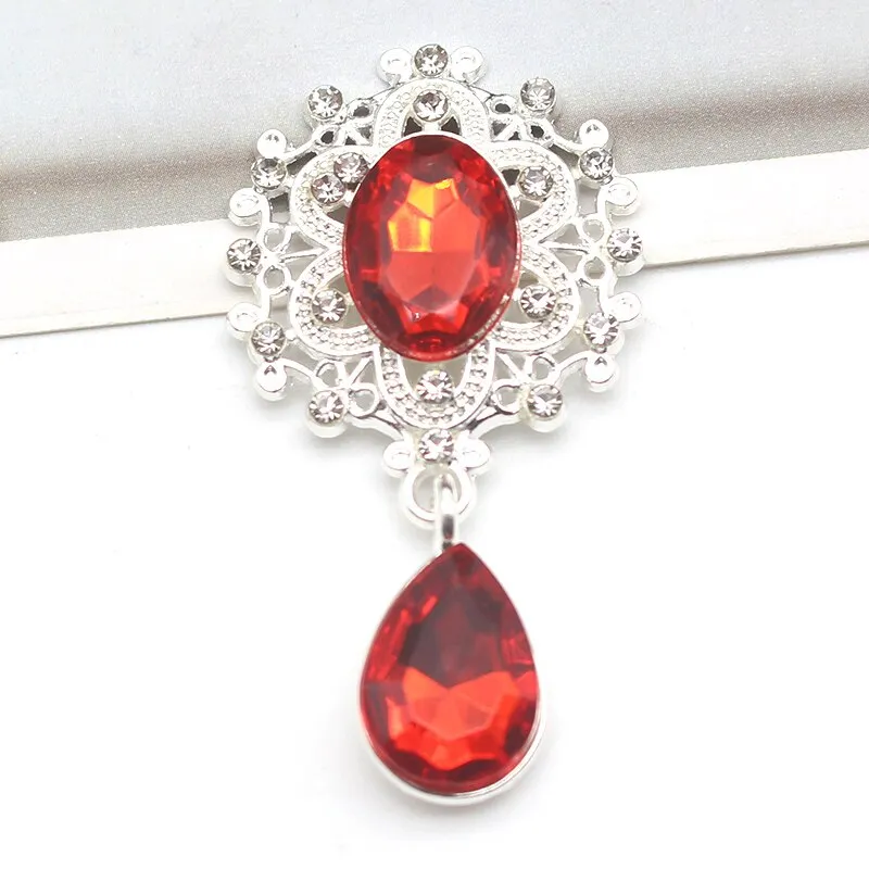 YWXINXI 10Pcs New Flatback Brooch Pendant 25*45mm Beautiful Alloy crystal Diy Jewelry Accessories craft production wholesale