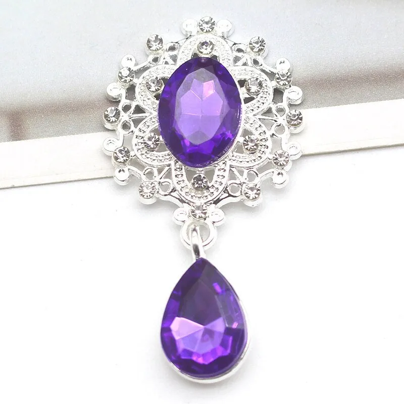 YWXINXI 10Pcs New Flatback Brooch Pendant 25*45mm Beautiful Alloy crystal Diy Jewelry Accessories craft production wholesale