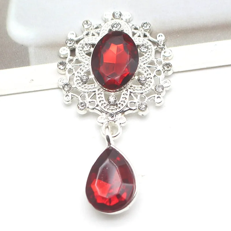 YWXINXI 10Pcs New Flatback Brooch Pendant 25*45mm Beautiful Alloy crystal Diy Jewelry Accessories craft production wholesale