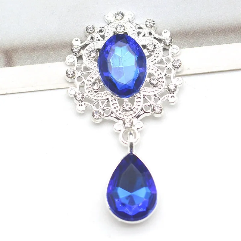 YWXINXI 10Pcs New Flatback Brooch Pendant 25*45mm Beautiful Alloy crystal Diy Jewelry Accessories craft production wholesale