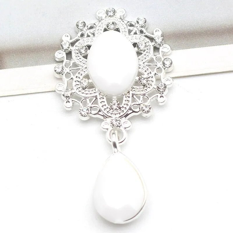 YWXINXI 10Pcs New Flatback Brooch Pendant 25*45mm Beautiful Alloy crystal Diy Jewelry Accessories craft production wholesale