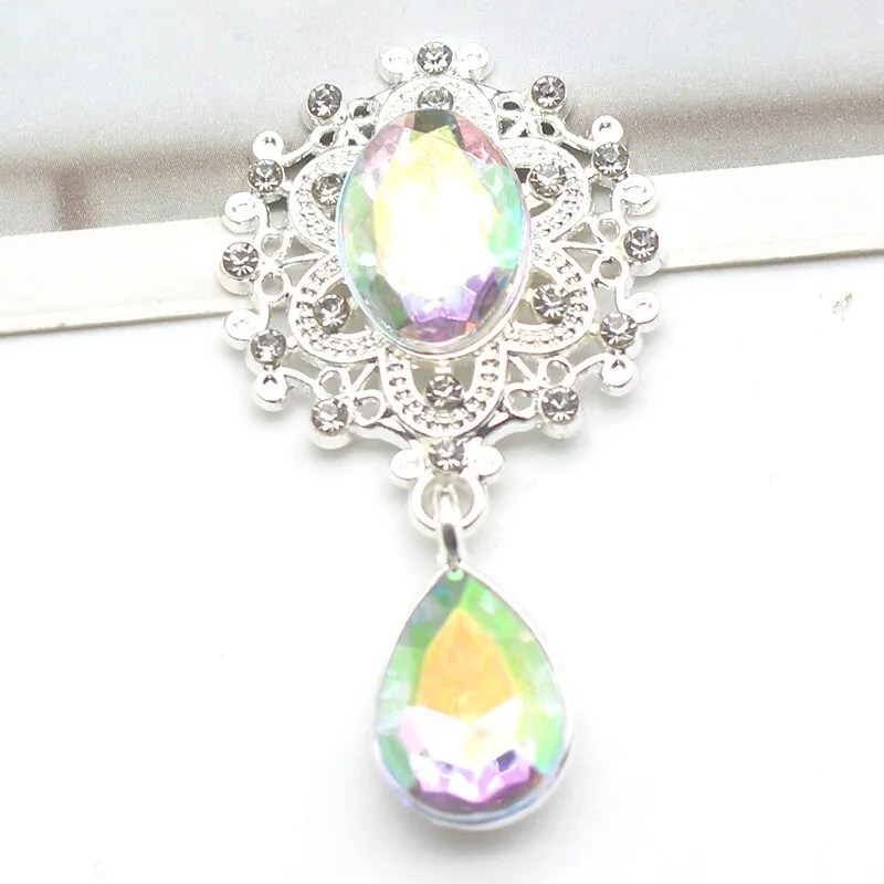 YWXINXI 10Pcs New Flatback Brooch Pendant 25*45mm Beautiful Alloy crystal Diy Jewelry Accessories craft production wholesale