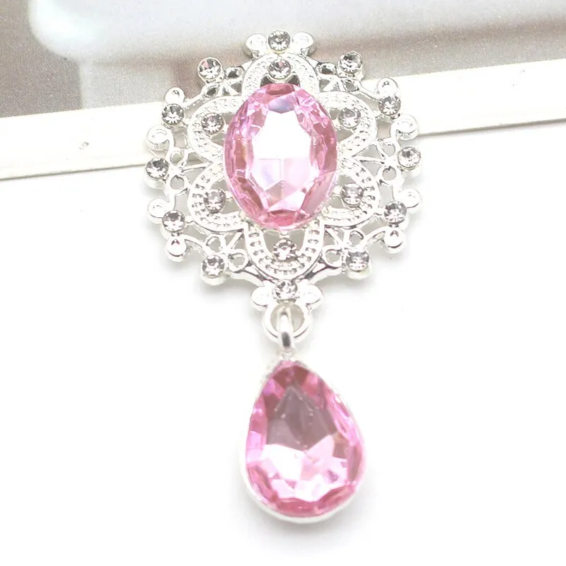 YWXINXI 10Pcs New Flatback Brooch Pendant 25*45mm Beautiful Alloy crystal Diy Jewelry Accessories craft production wholesale