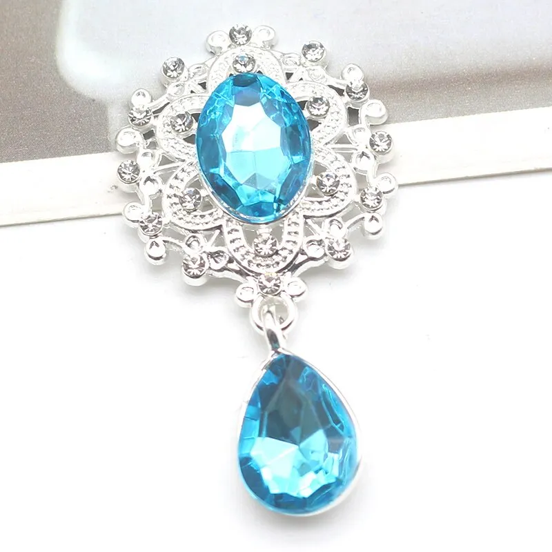 YWXINXI 10Pcs New Flatback Brooch Pendant 25*45mm Beautiful Alloy crystal Diy Jewelry Accessories craft production wholesale