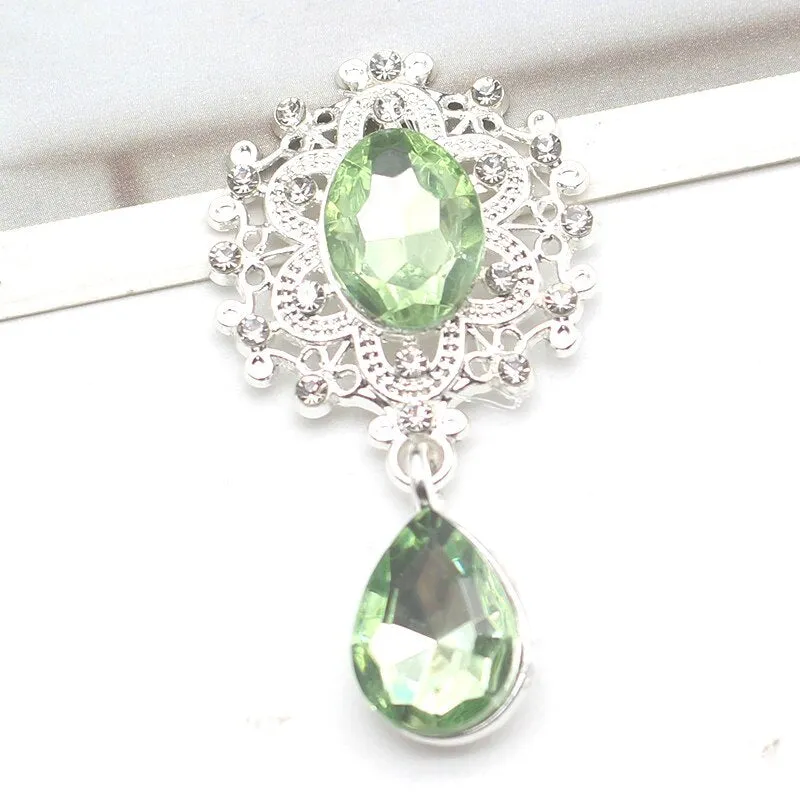 YWXINXI 10Pcs New Flatback Brooch Pendant 25*45mm Beautiful Alloy crystal Diy Jewelry Accessories craft production wholesale
