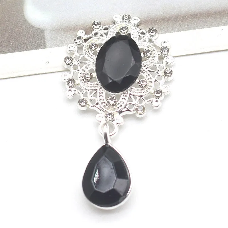 YWXINXI 10Pcs New Flatback Brooch Pendant 25*45mm Beautiful Alloy crystal Diy Jewelry Accessories craft production wholesale